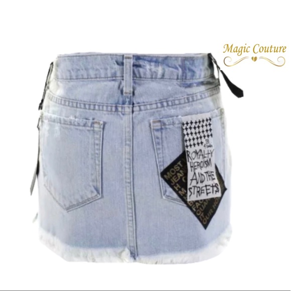 ❌SOLD❌NWT Ksubi Button Fly Frayed Hem Light Blue Denim Mini Skirt💙💙💙 - Picture 4 of 14